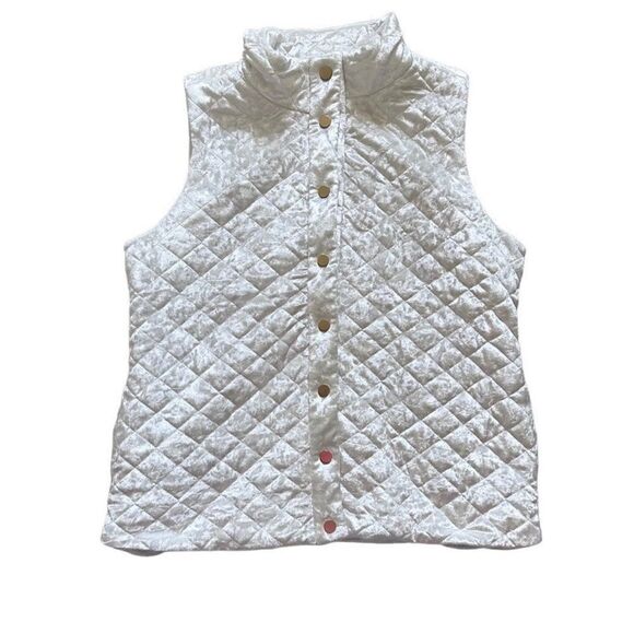 Charter Club Quilted Velvet Outdoor Gold Snap Closure Vest White Size Medium - Picture 9 of 12
